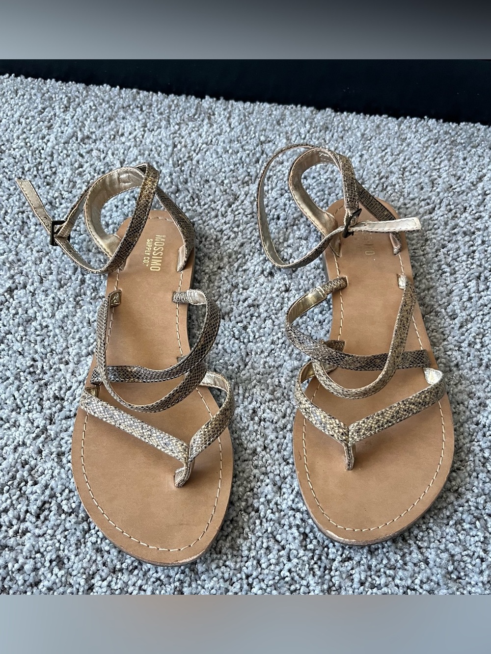 Mossimo Supply Co. Metallic Gold Snake-Print Strappy Sandals